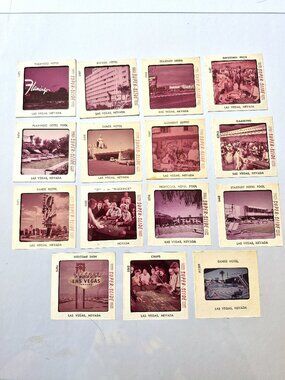 15 Vintage Las Vegas Nevada Photo Slides, Plastichrome 2"x 2", Late 1950s